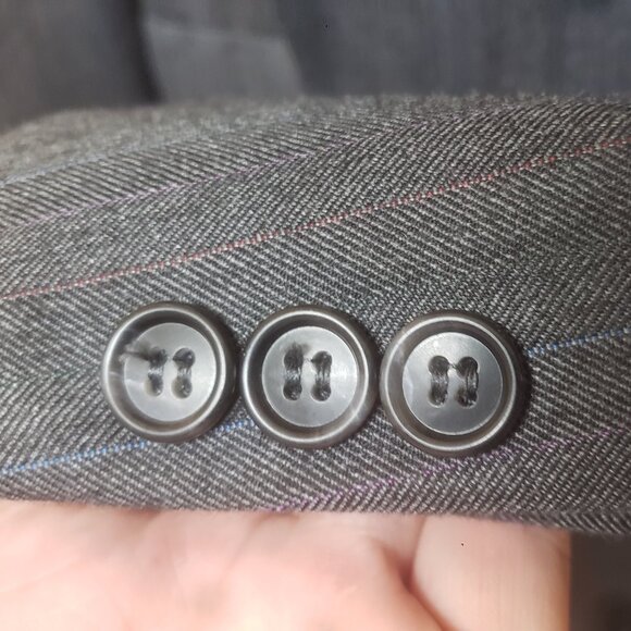 Kuppenheimer Suit 42 33x30 Mens Gray Herringbone & Stripe Vintage - Picture 6 of 16